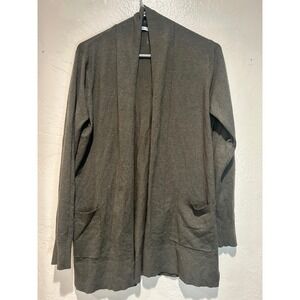 Pink Clover Womens Olive Green Open Front Cardigan Sweater Pockets Large